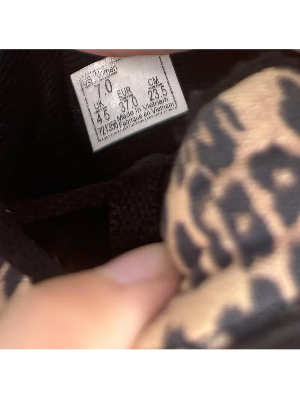 👟 Vans Old Skool Leopard Print Sneakers Women’s 7 Black Tan